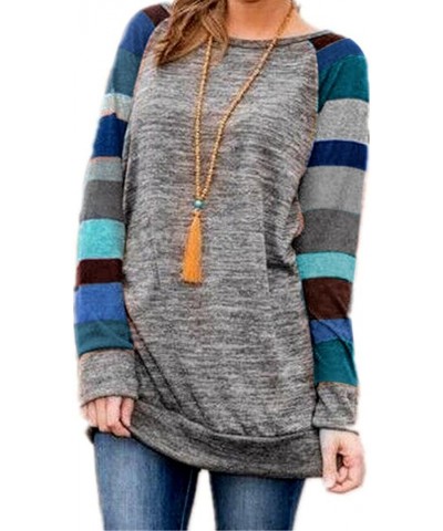 2023 Women's Cotton Knitted Long Sleeve Lightweight Tunic Sweatshirt Tops 01 Blue $13.12 Tops