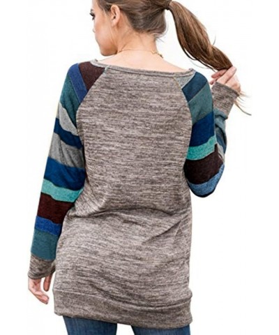 2023 Women's Cotton Knitted Long Sleeve Lightweight Tunic Sweatshirt Tops 01 Blue $13.12 Tops