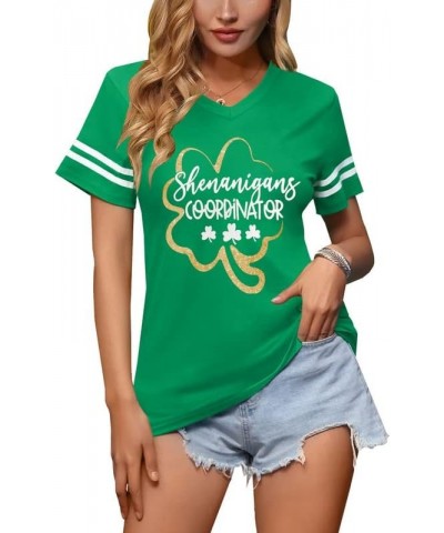 St Patricks Day Women V-Neck Short Sleeve Summer T-Shirt Shenanigans Coordinator $12.30 T-Shirts