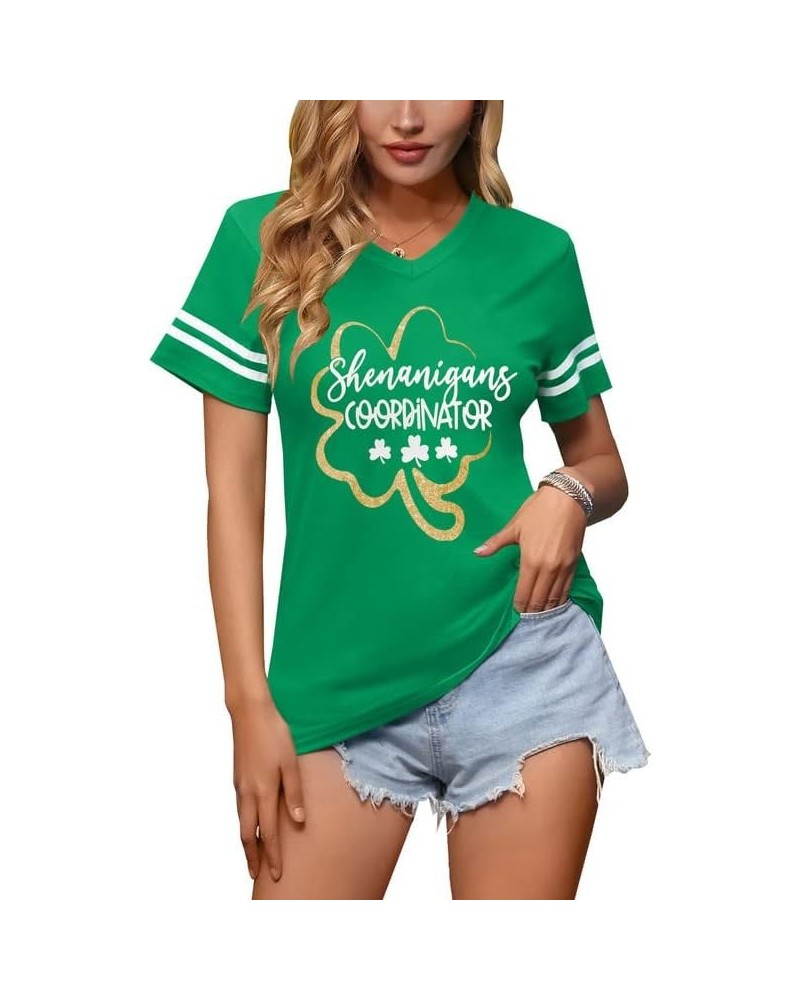 St Patricks Day Women V-Neck Short Sleeve Summer T-Shirt Shenanigans Coordinator $12.30 T-Shirts