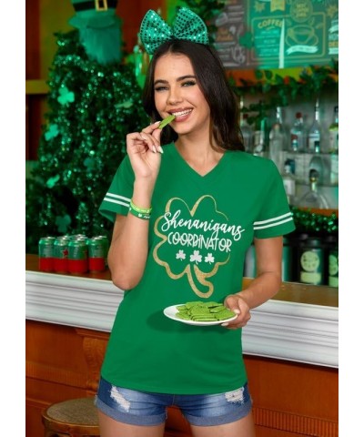 St Patricks Day Women V-Neck Short Sleeve Summer T-Shirt Shenanigans Coordinator $12.30 T-Shirts