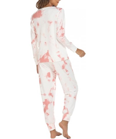 Tie Dye Pajamas Set for Womens Loungewear Sleepwear Soft Long Sleeve Tee Shirt Y2k Novelty 2 Piece Trendy PJ Sets White $5.03...