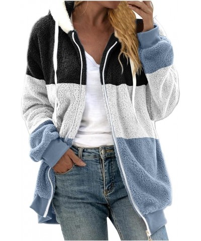 Womens Winter Coats Fleece Sherpa Jacket Fuzzy Warm Hoodie Long Sleeve Drawstring Cute Tops Dressy Casual Outwear D-black $9....