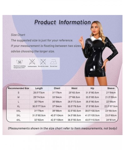 Women Shiny Leather Dress Hollow Out Lace Up Bodycon Party Night Club Latex Dresses 4black H $8.03 Dresses