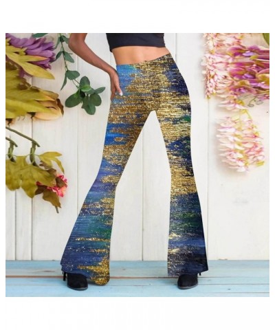 Womens Flare Pants Casual High Waist Long Trousers Gradient Bell Bottom Pants Slim Floral Print Slacks for Women 20-yellow $8...