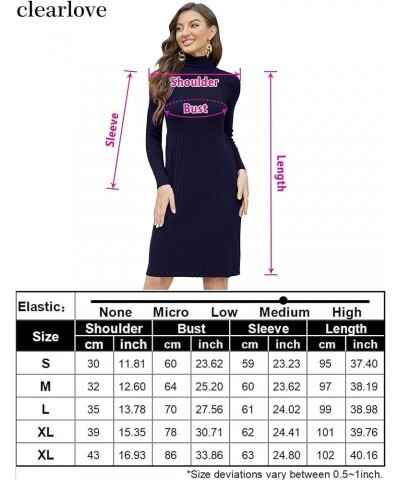 Women Turtleneck Ribbed Knit Long Sleeve Bodycon Pullover Sweater Dress Without Belt Blue 2 $21.56 Sweaters