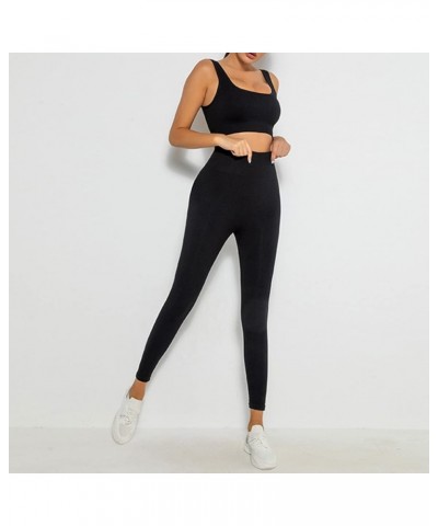 Workout Sets for Women 2 Piece Seamless Ribbed Crop Tank High Waist Shorts Yoga Outfits 268-l-black $20.99 Activewear