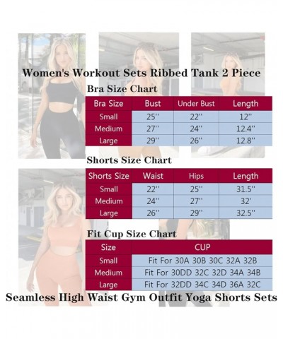 Workout Sets for Women 2 Piece Seamless Ribbed Crop Tank High Waist Shorts Yoga Outfits 268-l-black $20.99 Activewear