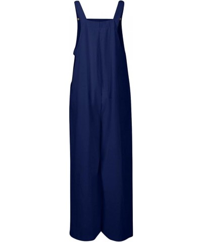 Womens Summer Jumpsuits Casual Fashion Bib Wide Leg Rompers Sleeveless Adjustable Straps Plus Size Overalls Pockets D Navy $9...