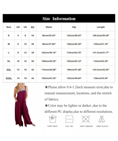 Womens Summer Jumpsuits Casual Fashion Bib Wide Leg Rompers Sleeveless Adjustable Straps Plus Size Overalls Pockets D Navy $9...