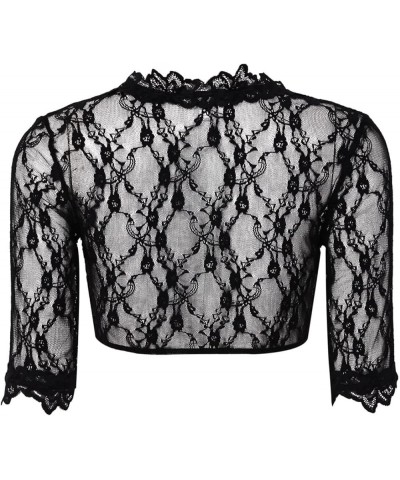 Womens Plus Size Lingeries See Through Lace Floral Crop Tops Short Sleeve Casual Blouse Bowknot Breathable Comfort T Shirts B...