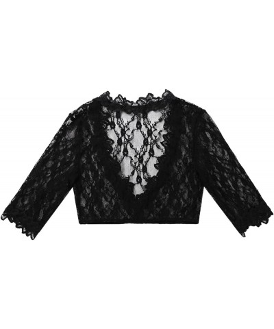 Womens Plus Size Lingeries See Through Lace Floral Crop Tops Short Sleeve Casual Blouse Bowknot Breathable Comfort T Shirts B...