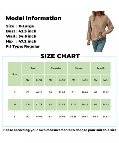 Womens Fall Sweaters 2023 Women's Ribbed Knitted Shirts Pullover Tunic Tops Loose Solid Color Blouses Top 03-khaki $17.15 Swe...