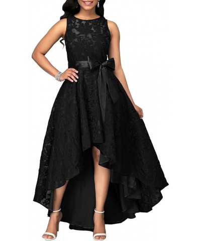 Lace Bridesmaid Dresses Hi Low Wedding Party Dress Prom Evening Gowns Sleeveless Black $35.28 Dresses