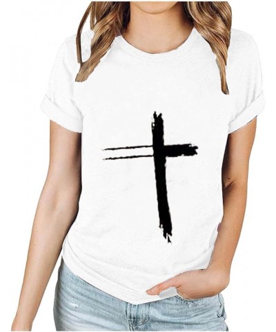 Jesus Easter Shirts for Women Christian Graphic Tshirts Funny Faith Outfit I Can't But I Know A Guy Letter Print Tees A06-whi...