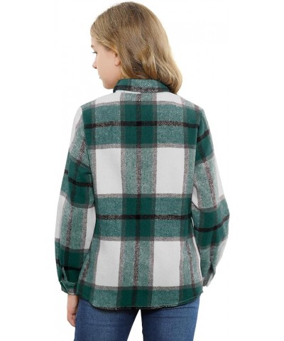 Girls Womens Flannel Shirt Long Sleeve Button Down Plaid Shirt Jacket, 3 Months - US 2XL Youth Yf8 Plaid Jacket -Green White ...