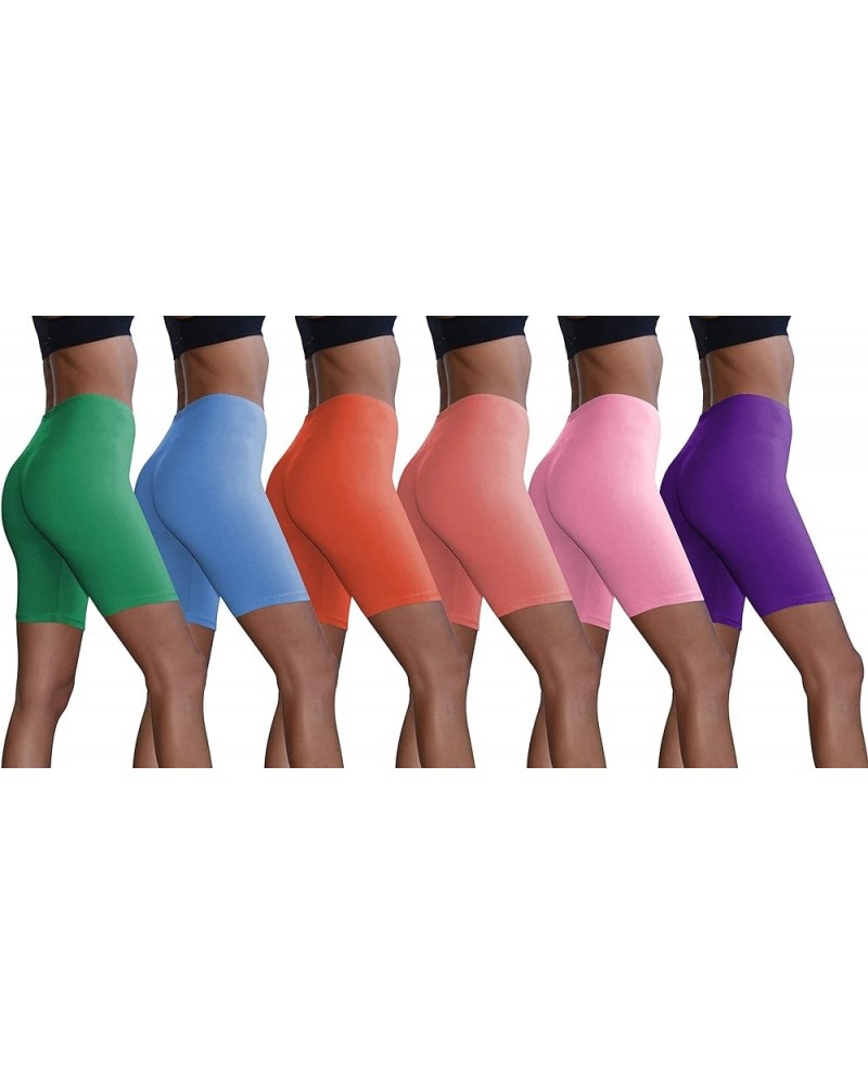 Women's Cotton Stretch Active Slip Shorts | 3 Pack & 6 Pack Boy Short Boxer Briefs 6 Pack- Cherry,boyblue,pinklavender,arcadi...