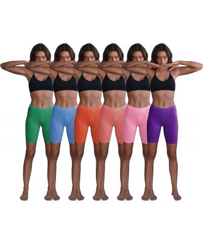 Women's Cotton Stretch Active Slip Shorts | 3 Pack & 6 Pack Boy Short Boxer Briefs 6 Pack- Cherry,boyblue,pinklavender,arcadi...