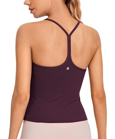 Butterluxe Womens Workout Racerback Tank Top with Built in Bra - Scoop Neck Spaghetti Strap Padded Slim Camisole Deep Purple ...