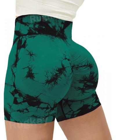 Seamless Shorts for Women High Waist Tie Dye Workout Yoga Gym Scrunch Butt Lifting Cycling Biker Shorts 1 Blackish Green $12....