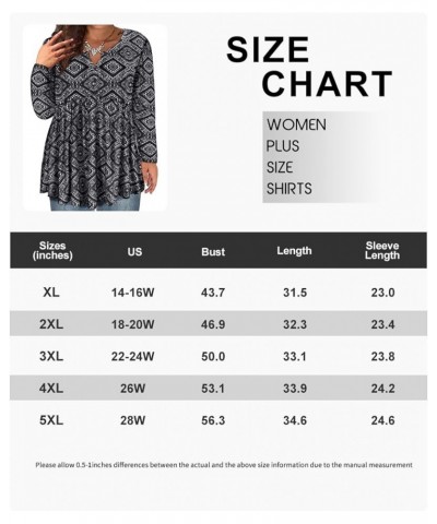 Plus Size Tunic Long Sleeve Flowy Blouses For Women V Neck Swing Tops Solid/Floral/Plaid (XL-5XL) 3632-cashew $13.80 Tops