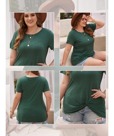 Women's Plus Size Knotted Tops Short Sleeve Tees Casual Tunics Blouses 03_wine Red $12.60 Shirts