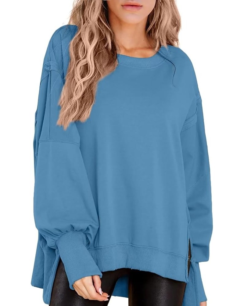 Women's Oversized Sweatshirt Crew Neck Long Sleeve Shirts Pullover Long Sleeve Tops Mist Blue $22.67 Hoodies & Sweatshirts