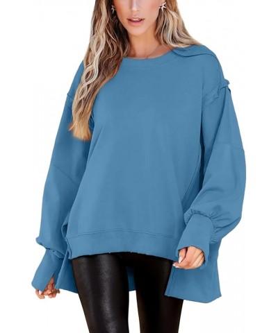 Women's Oversized Sweatshirt Crew Neck Long Sleeve Shirts Pullover Long Sleeve Tops Mist Blue $22.67 Hoodies & Sweatshirts