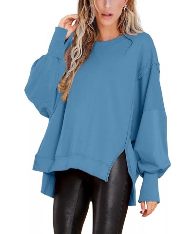 Women's Oversized Sweatshirt Crew Neck Long Sleeve Shirts Pullover Long Sleeve Tops Mist Blue $22.67 Hoodies & Sweatshirts