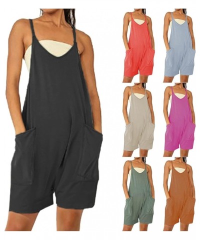 Women's 2024 Summer Rompers Sleeveless Casual Loose Short Overalls Spaghetti Straps Shorts Jumpsuits with Pockets Z1-purple $...