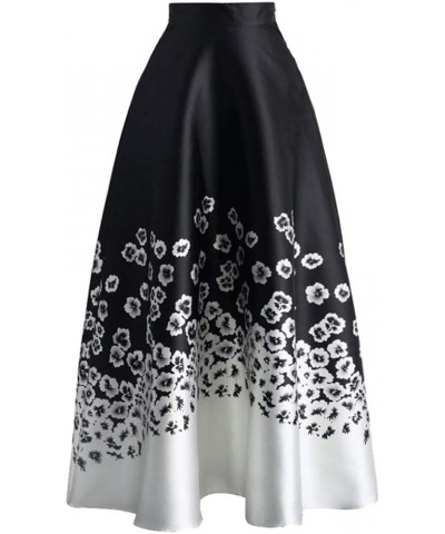 930 - Plus Size Ethnic African Print Long Maxi Skirt Black White $25.19 Skirts