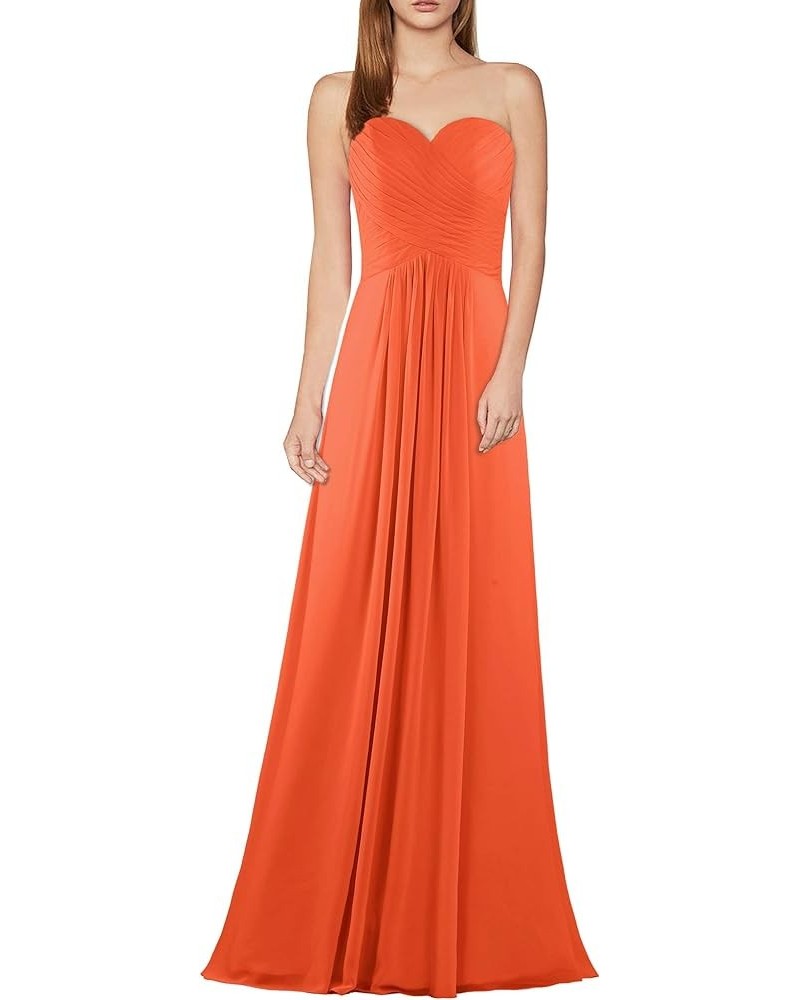 Women's Chiffon Bridesmaid Dresses Long Evening Gowns Orange $28.00 Dresses