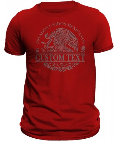 Custom Text Mexico Coat of Arms T-Shirt/Playera De Mexico Personalizada Con Escudo Nacional Red/Silver $15.11 T-Shirts