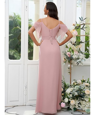 Women's Off The Shoulder Chiffon Bridesmaid Dress for Wedding Split Long Formal Dress Lilac $25.85 Dresses