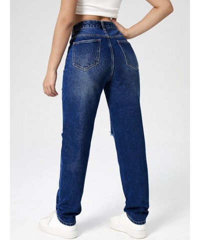 Jeans for Women - Washed Ripped Mom Jeans (Color : Dark Wash, Size : Large) Medium Dark Wash $27.59 Jeans