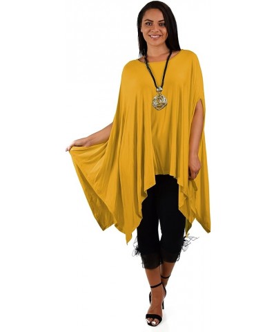 Women Versatile Loose Fit Dolman Poncho Tunic Dress Top Cover Up Mustard $23.19 Swimsuits