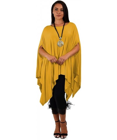 Women Versatile Loose Fit Dolman Poncho Tunic Dress Top Cover Up Mustard $23.19 Swimsuits