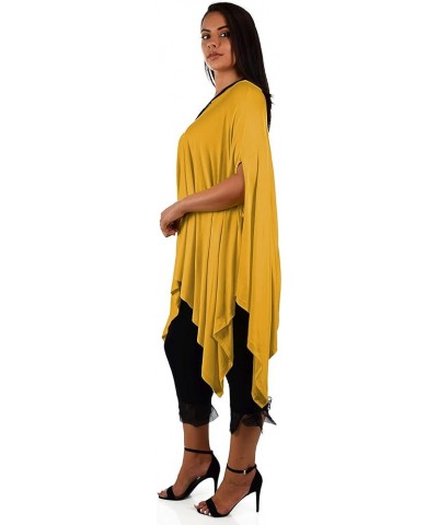 Women Versatile Loose Fit Dolman Poncho Tunic Dress Top Cover Up Mustard $23.19 Swimsuits