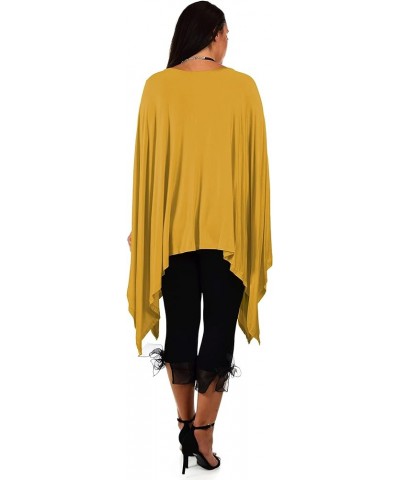 Women Versatile Loose Fit Dolman Poncho Tunic Dress Top Cover Up Mustard $23.19 Swimsuits