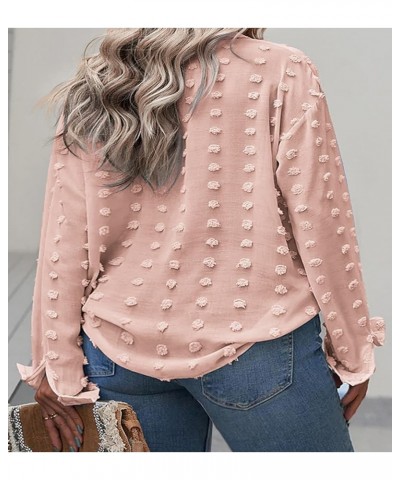 Womens Plus Size Jacquard Shirts Long Sleeve Button Down Shirts Roll Up Casual Loose Fitted Blouses Tops(1X-5X) C-pink $15.64...