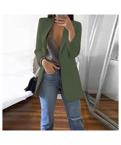 Womens Casual Blazers Open Front Long Sleeve Work Office Jackets Blazer Lapel Collar Plaid/Print Coat Outerwear C-army Green ...