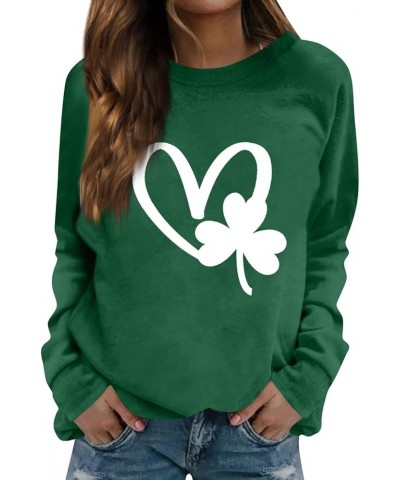 St Patrick'S Day Sweatshirt Shamrock Shirt for Women Crew Neck Long Sleeve Shirt Casual Clover Loose Sweatshirt 05-green $12....