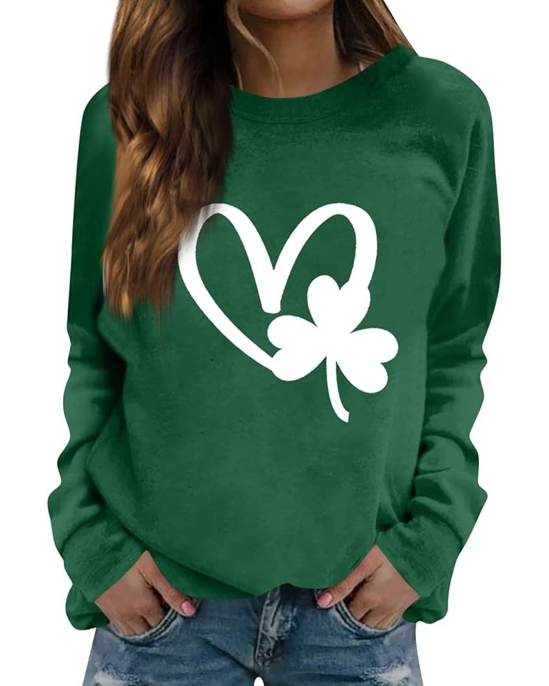 St Patrick'S Day Sweatshirt Shamrock Shirt for Women Crew Neck Long Sleeve Shirt Casual Clover Loose Sweatshirt 05-green $12....