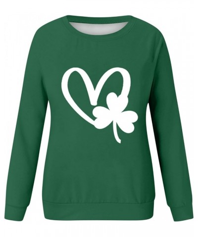 St Patrick'S Day Sweatshirt Shamrock Shirt for Women Crew Neck Long Sleeve Shirt Casual Clover Loose Sweatshirt 05-green $12....