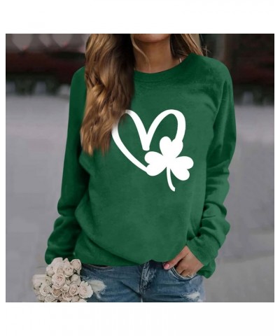 St Patrick'S Day Sweatshirt Shamrock Shirt for Women Crew Neck Long Sleeve Shirt Casual Clover Loose Sweatshirt 05-green $12....