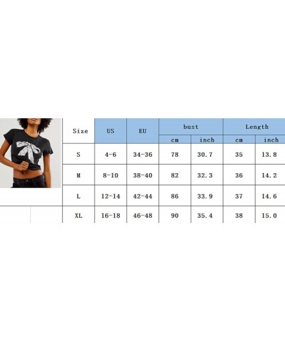 Women Short Sleeve Bow Baby Tees Y2k Round Neck Slim Fit Crop Tops 00s Sweet Cute Fairy Tshirt Going Out Outfits B-white Two ...