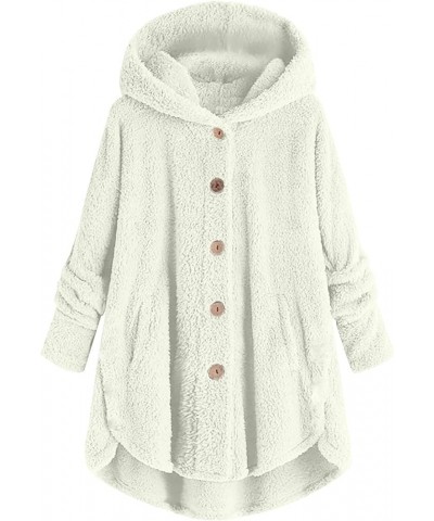 Womens Fleece Hoodie Fuzzy Sherpa Sweatshirts Button Down Jackets Warm Winter Loungewear Outfits 2023 J03-white $11.39 Active...