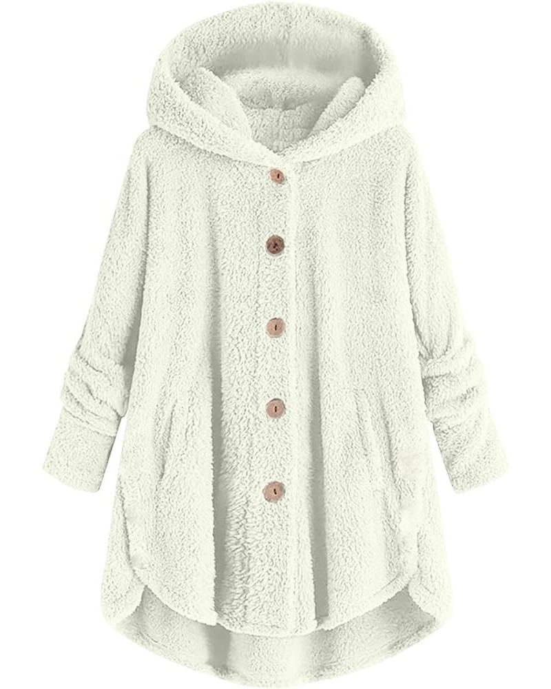 Womens Fleece Hoodie Fuzzy Sherpa Sweatshirts Button Down Jackets Warm Winter Loungewear Outfits 2023 J03-white $11.39 Active...