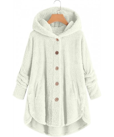 Womens Fleece Hoodie Fuzzy Sherpa Sweatshirts Button Down Jackets Warm Winter Loungewear Outfits 2023 J03-white $11.39 Active...