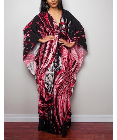 Caftan for Women Plus Size Swimsuit Cover Up Ethnic Print Kaftan Beach Dress Batwing Sleeve Loungewear Color 30 $17.33 Swimsuits